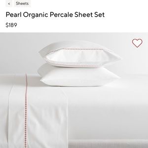 Pottery barn, soft rose pearl organic percale sheet set - queen size